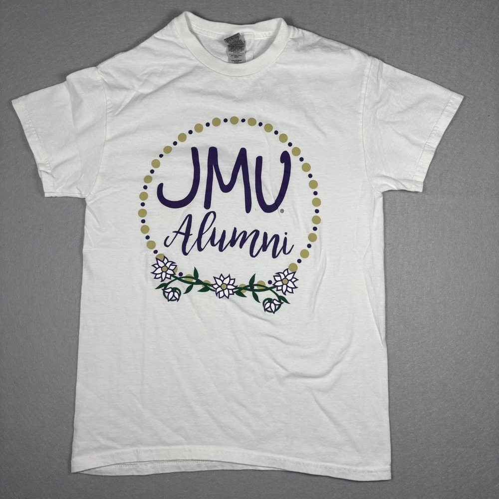 James Madison University Alumni T-Shirt Womens Size Small White JMU‎ Dukes Tee